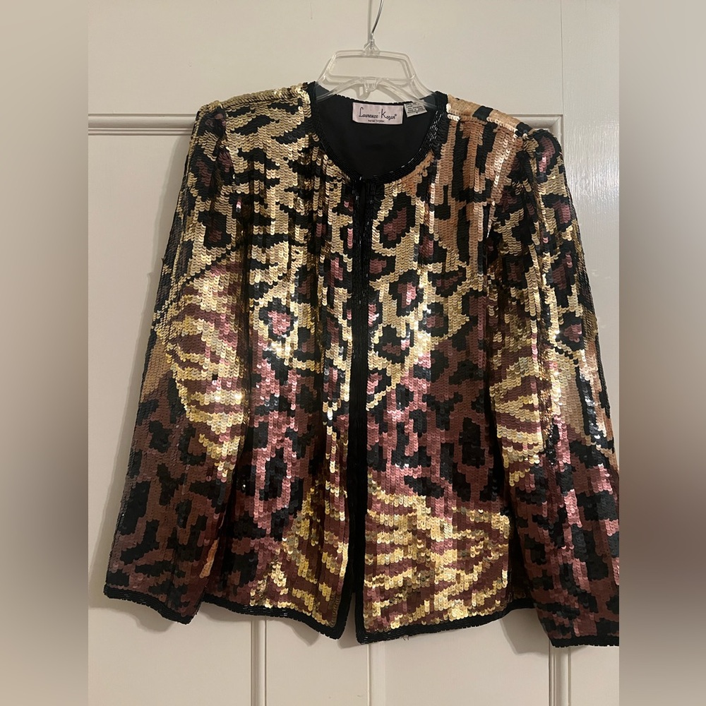 Lawrence Kazar Vintage Leopard Sequin Jacket-S